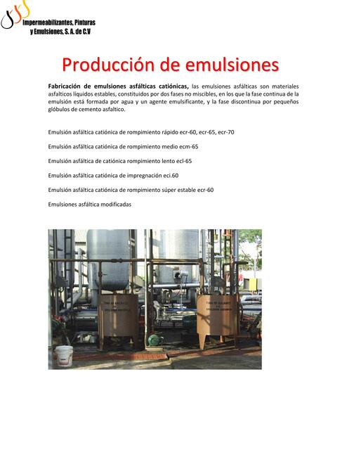 Producción de emulsiones 