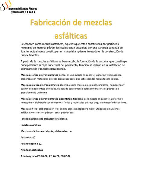 Fabricación de Mezclas Asfálticas 