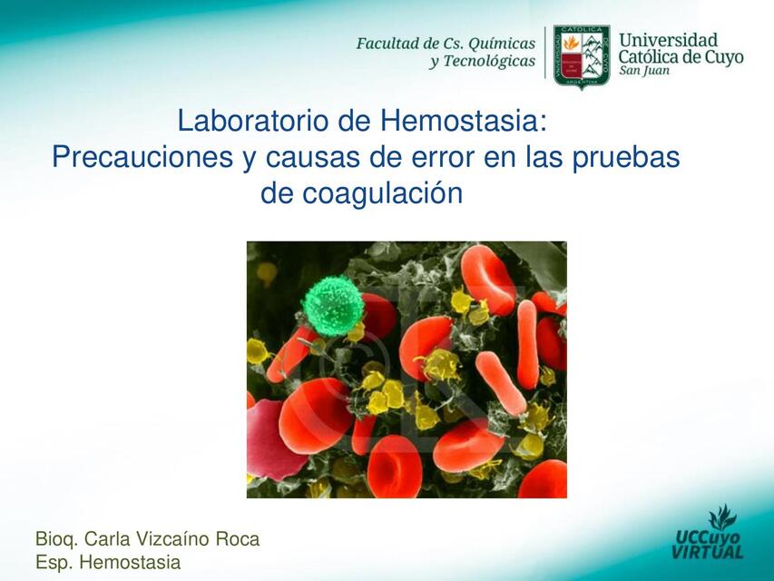 Laboratorio de Hemostasia: Precauciones y causas de error en las pruebas de coagulación