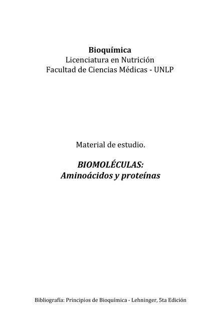 Biomoléculas Aminoácidos y proteínas 