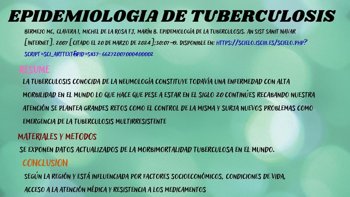 Epidemiología de tuberculosis 