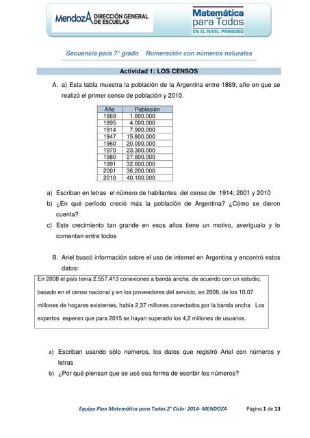 Secuencia de numeracion con numeros naturales 