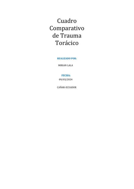 Cuadro Comparativo de Trauma Torácico