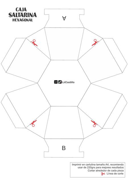 Molde Caja Saltarina Hexagonal