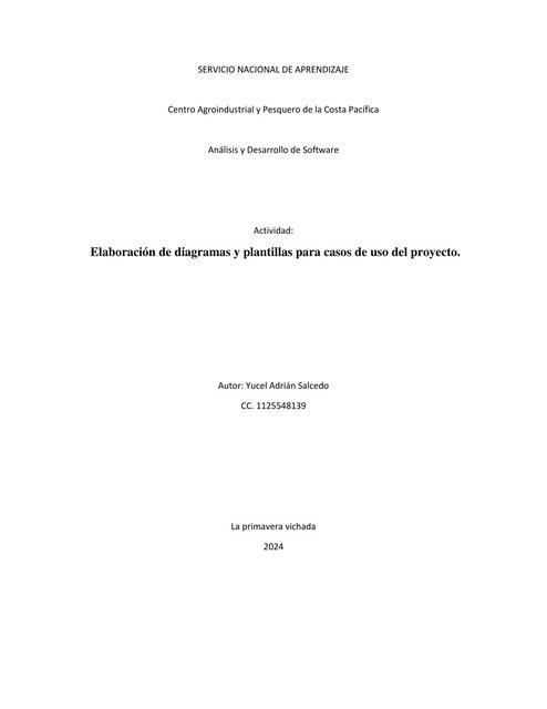 Elaboración de Diagramas y Plantillas para Casos de Uso del Proyecto