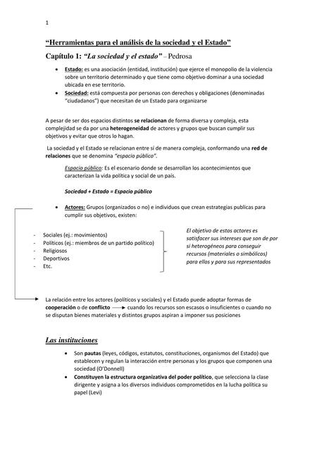 Resumen de Herramientas para el análisis de la sociedad y el Estado