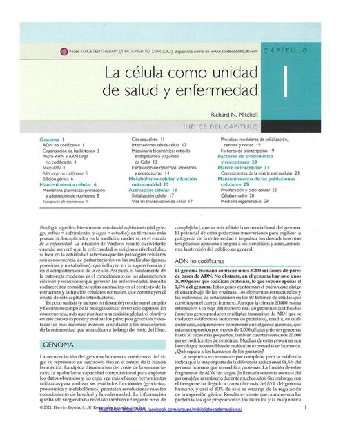 La Célula como Unidad de Salud y Enfermedad