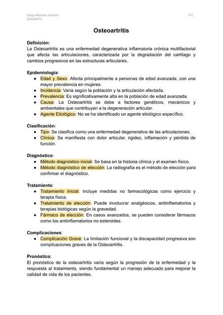 Flashcard. Osteoartritis