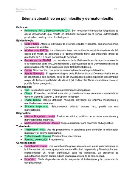 Flashcard. Dermatomiositis y Polimiositis