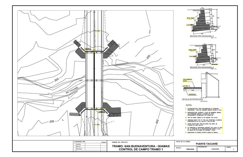 Plano puente vehicular  