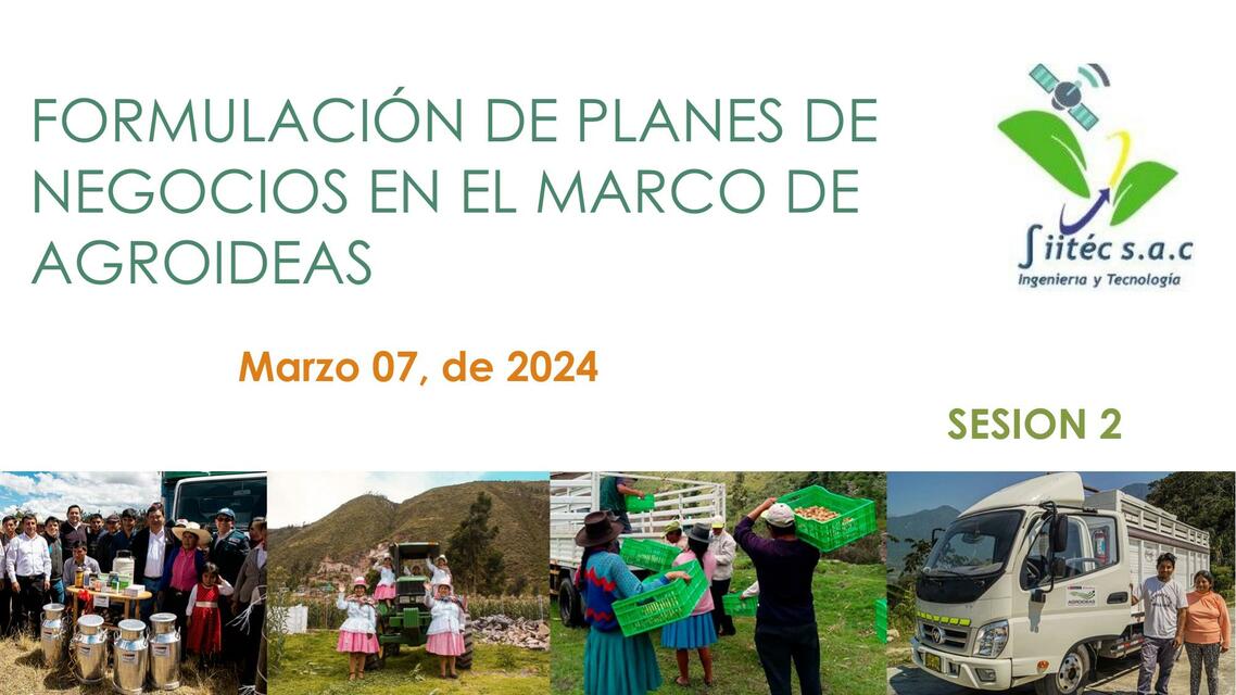 Formulación de Planes de Negocio en el Marco de Agroideas 