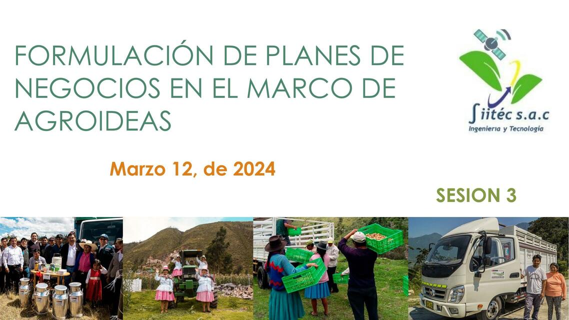 Formulación de Planes de Negocio en el Marco de Agroideas 