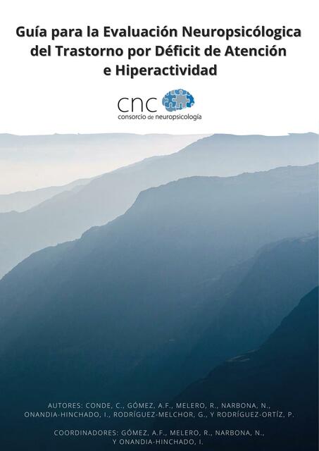 Guía para la Evaluación Neuropsicólogica del Trastorno por Déficit de Atención del Trastorno por Déficit de Atención e Hiperactividad 