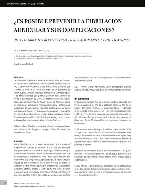 Es posible prevenir la fibrilacion auricular y sus complicaciones 