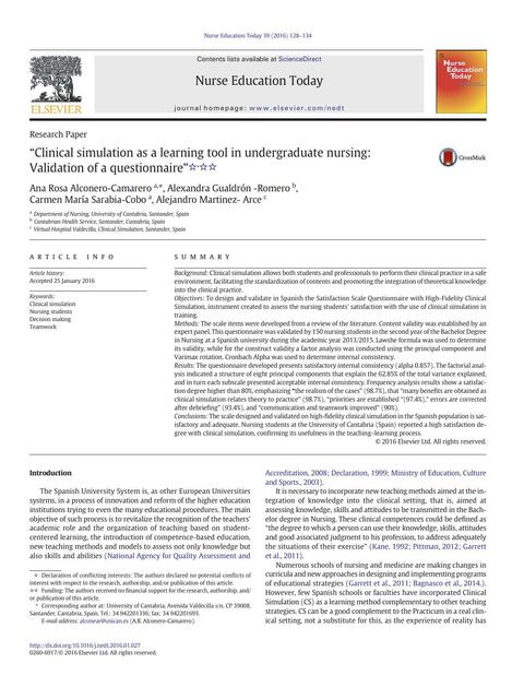 Clinical simulation as a learning tool in undergra