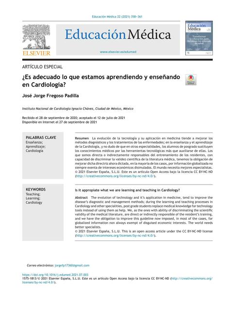 Es adecuado lo que estamos aprendiendo y enseñando en cardiologia 