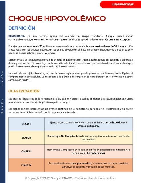 Choque Hipovolémico | edgar chuchon conde | uDocz