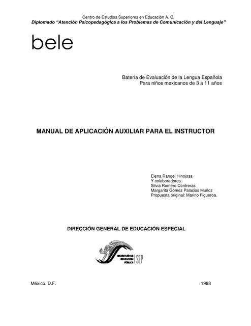 Manual de Aplicación Auxiliar para el Instructor 