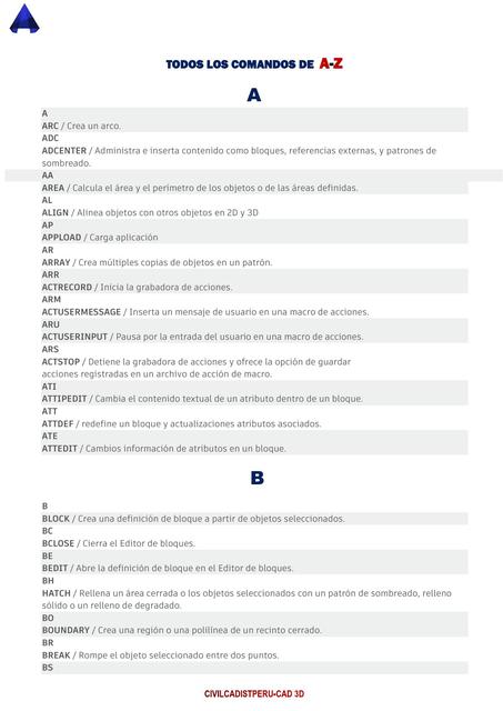 Lista De Comandos Autocad