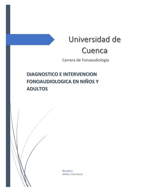 Diagnostico e intervención fonoaudiológica en niños y adultos 