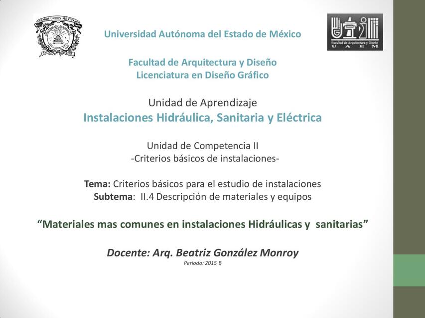 Criterios Básicos para el Estudio de Instalaciones 