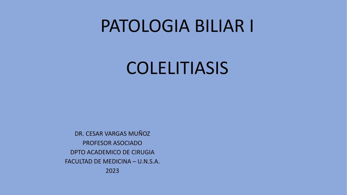 Patología biliar I colelitiasis 