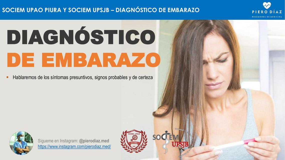DIAGNÓSTICO DE EMBARAZO (síntomas presuntivos signos probables y de