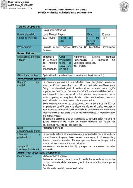 Evaluación De Terapia Ocupacional 1