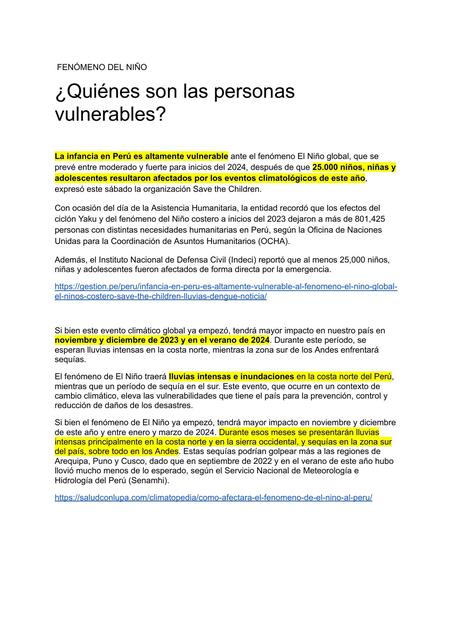 ¿Quiénes son las Personas Vulnerables?