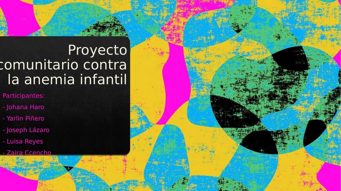 Proyecto comunitario contra la anemia infantil 