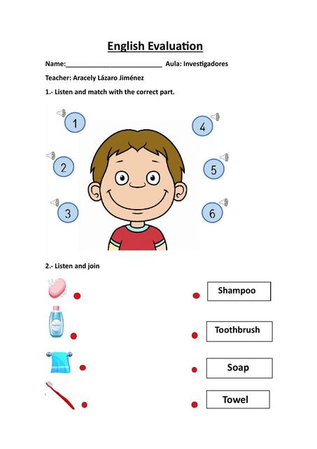 English Evaluation 4años