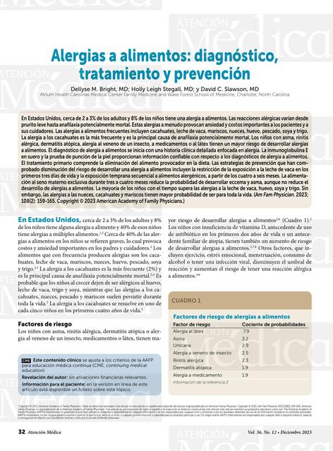 Alergias A Alimentos Diagnóstico Tratamiento Y Prevención Juan