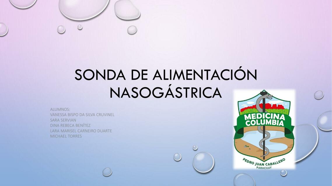 Sonda de alimentación nasogástrica