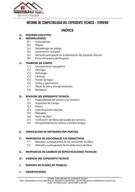 Informe de compatibilidad carretera Yanagaga 