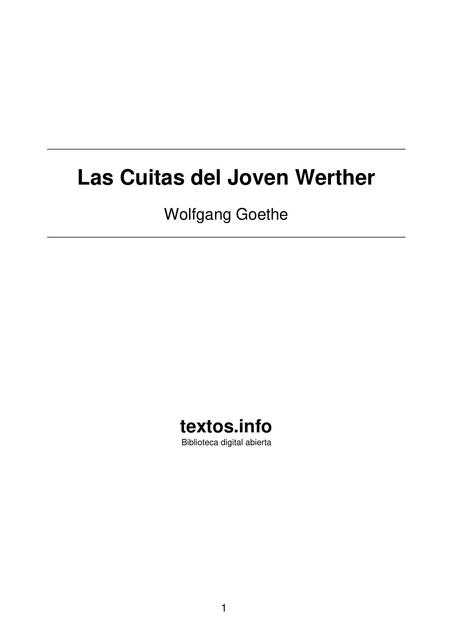 Las Cuitas del Joven Werther (Wolfgang Goethe)