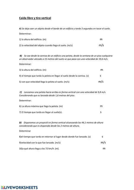 Caída libre y tiro vertical  
