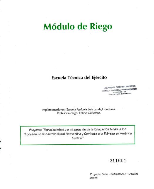 Modulo De Riega Modulo de Riego | Rafael Poma | uDocz