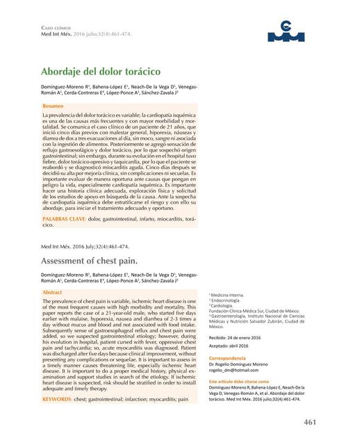 Abordaje del Dolor torácico 2016