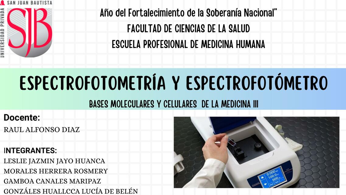 Espectrofotometría y Espectrofotómetro 