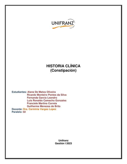 Historia Clínica Pediátrica (Constipación)