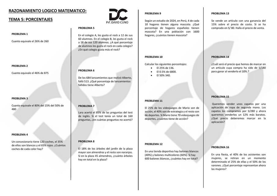 Tema 5: porcentajes  