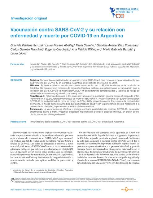 Vacunación Contra SARS-CoV-2 y su Relación con Enfermedad y Muerte por COVID-19 en Argentina