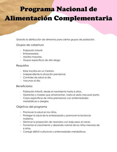 Programa Nacional de Alimentación Complementaria 