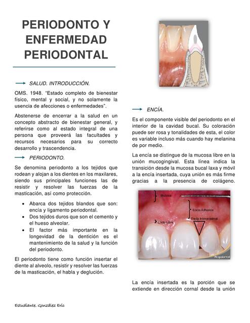 Periodonto y enfermedad periodontal 