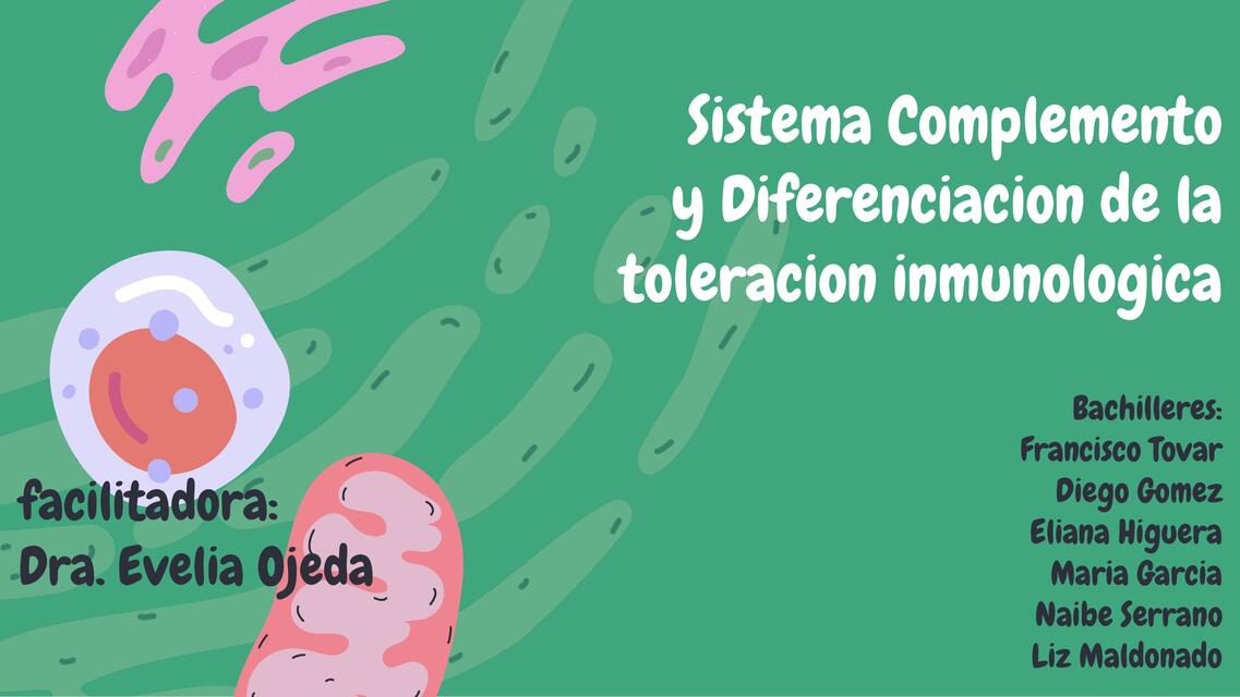 Sistema Complemento y Diferenciación de la tolerancia inmunológica  