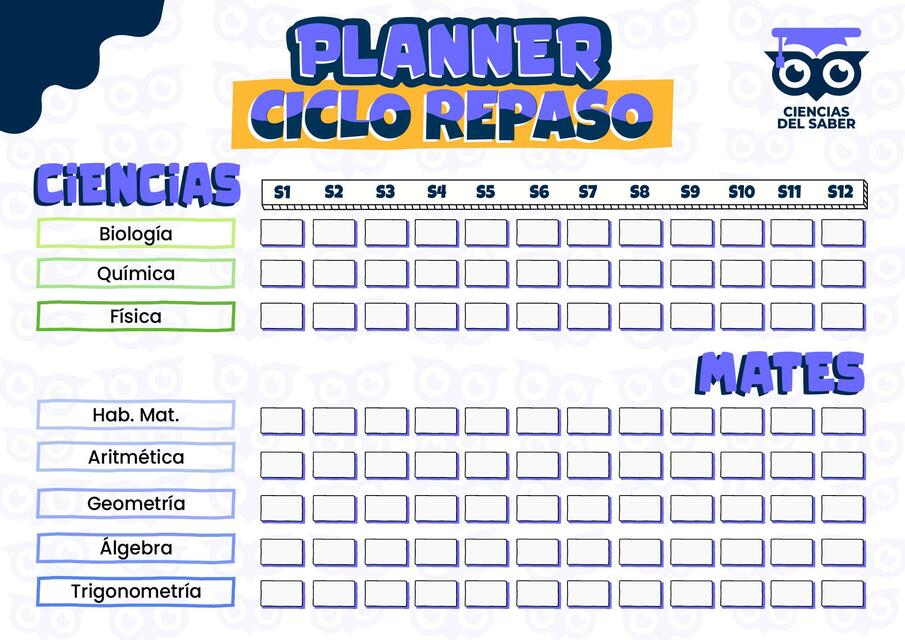 Planner Pre CDS Ciencias y Números