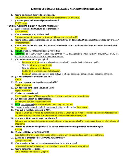 Capitulo 1 INTRODUCCION Y SEÑALIZACION MOLECULAR Guia Embriologia Lagman 14 ed