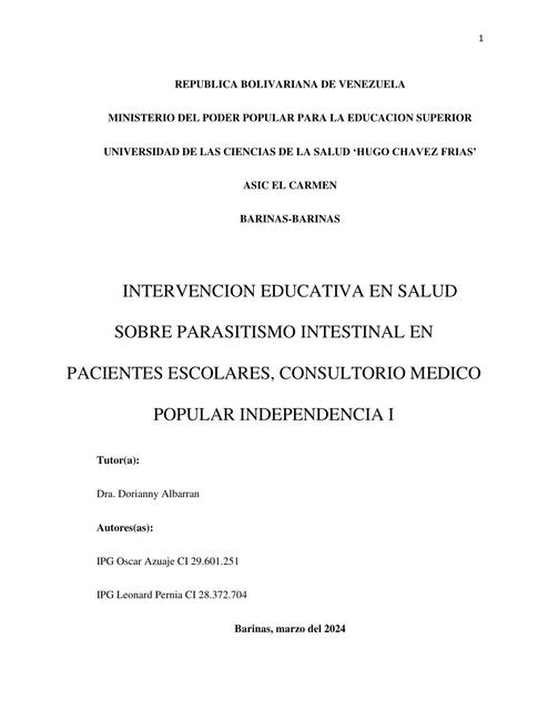 Intervención en Salud  