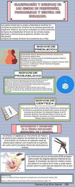 Clasificación y Ejemplos de los Signos de Presunción, Probabilidad y Certeza del Embarazo 