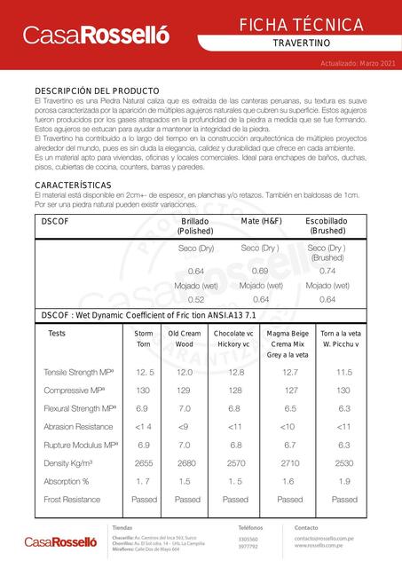 Ficha Técnica Travertino 